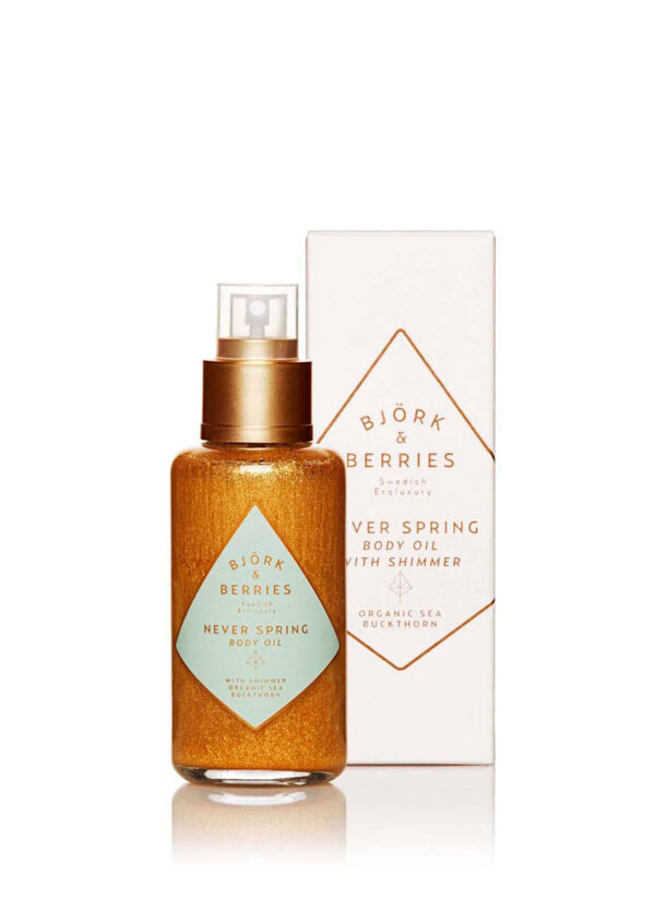 BJORK & BERRIES NEVER SPRING BODY OIL WITH SHIMMER 100ML